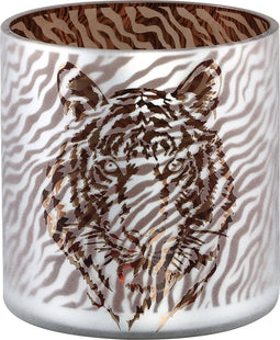 PTMD Desiree Windlicht Tijger - H15 x Ø15 cm - Glas - Goud