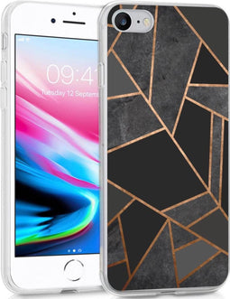 iMoshion Hoesje Geschikt voor iPhone SE (2022) / SE (2020) / 8 / 7 Hoesje Siliconen - iMoshion Design hoesje - Zwart / Meerkleurig / Goud / Black Graphic