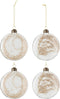 J-Line kerstbal Gedroogde Pampas - glas - transparant - medium - doos van 4