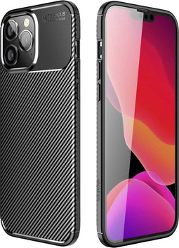 iMoshion Hoesje Geschikt voor iPhone 14 Pro Max Hoesje Siliconen - iMoshion Carbon Softcase Backcover - Zwart