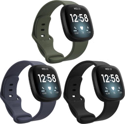 iMoshion Siliconen bandje Multipack voor Fitbit Versa 4 / 3 / Sense (2) - Zwart / Groen / Blauw