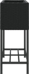 vidaXL - Plantenbakken - met - schap - 2 - st - 70x28x70 - poly - rattan - zwart