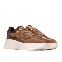 PS Poelman Jana - Chunky Leren Sneakers - Vetersluiting - Brons - Maat 40