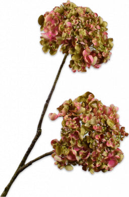 Silk-ka Kunstbloem-Zijden Bloem Hortensia Tak Roze-Groen 81 cm