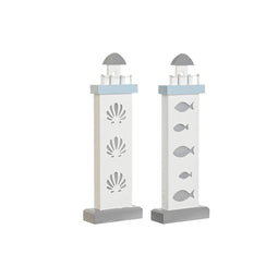 Decoratieve figuren DKD Home Decor 14 x 5,5 x 40 cm Blauw Wit Koplamp Spiralen Schelp Mediterrane...