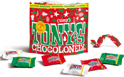 Tony's Chocolonely Tiny Tony's Chocolade Kerst Uitdeelzak - 20 Mini Chocolaatjes in 3 Smaken - 1 x 180 Gram - Belgische Fairtrade Chocolade