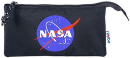 Pennenetui met 3 vakken DOHE Nasa Logo Zwart