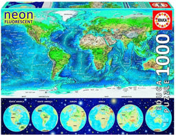 Wereldkaart - Glow in the Dark- puzzel 1000 stukjes