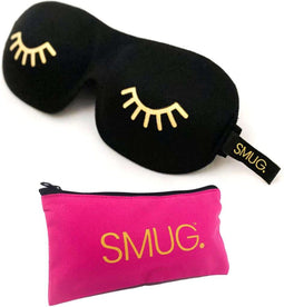 SMUG 3D Slaapmasker met Opbergzakje - 100% Verduisterend - Ergonomisch Oogmasker - Wink Print, Zwart
