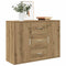 vidaXL - Dressoir - 90x29,5x65 - cm - bewerkt - hout - artisanaal - eikenkleur
