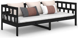 vidaXL - Slaapbank - massief - grenenhout - zwart - 80x200 - cm