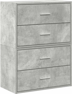 vidaXL - Kasten - met - 2 - lades - 2 - st - 60x31x40 - cm - bewerkt - hout - betongrijs