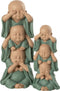 J-Line figuur Monnik Horen/Zien/Zwijgen Op Elkaar - polyresin - groen - large