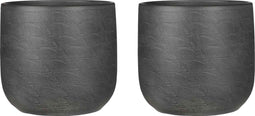 Mica Decorations Bloempot Nora - Voordeelset vav 2 bloempotten rond hebroken wit handgemaakt - 24 x Ø 25 cm