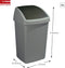 Sunware - Delta prullenbak met swingdeksel 50 L grijs/ zwart - 39,5 x 34,5 x 66,5 cm