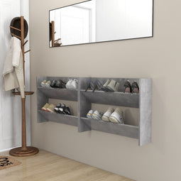 Wandschoenenkasten 2 st 80x18x60 cm spaanplaat betongrijs