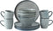 Dutch Rose Serenity Set 12 Delig Servies - Stoneware Handgemaakt - Grijs