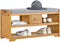 SoBuy FSR75-N - Schoenenbank - Solid Wood met Zitkussen & 3 Manden - Naturel