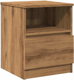 vidaXL - Nachtkastje - 40x40x50 - cm - bewerkt - hout - artisanaal - eikenkleur