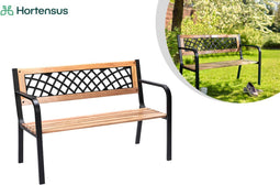 Hortensus - Houten tuinbank met metalen frame - Stevig en weerbestendig - Wit