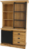 Vitrinekast Darwin - 130x50x215 - Naturel/zwart - Teak/ijzer