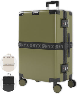 ONYX Check-in Koffer 65L - Hardcase met TSA slot - 360° spinner wielen - Olive groen