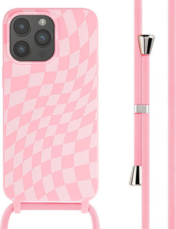 imoshion Hoesje Geschikt voor iPhone 15 Pro Max Hoesje Met Koord - imoshion Siliconen design hoesje met koord - Roze / Retro Pink
