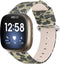 Leren Bandje Geschikt Voor Fitbit Versa 3, Sense - Leopard - Army Groen