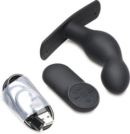 XR Brands P-Spot Plugger - Siliconen Prostaatplug met Harnas en Afstandsbediening black