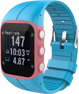 iMoshion Bandje Geschikt voor Polar M400/M430 - iMoshion Siliconen band zilveren gesp met installatiehulp - Blauw