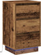 vidaXL - Nachtkastje - met - LED - in - Oud - Hout - - - 39x34.5x65 - cm - - - Kunststof