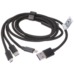 AccuCell 3IN1 USB datakabel - Oplader kabel - Geschikt voor USB-C iPhone Micro-USB - Zwart