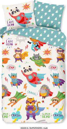 Good Morning Kinderdekbedovertrek "superheld dieren" - Multi - (140x200/220 cm) - Katoen