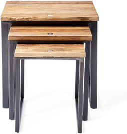 Riviera Maison Bijzettafel - Shelter Island End Table - Set Van 3 Stuks - Zwart
