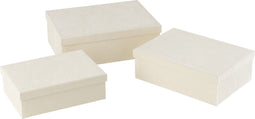 J-Line doos Rechthoekig - fluweel/papier - wit - 3 stuks