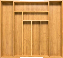 Budu Bestekbak #45 - Uitschuifbaar Bamboe - 45 x 30,6 - 50 cm - 6/8 vakken
