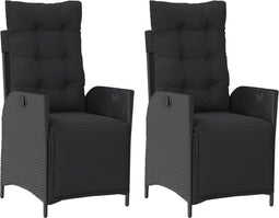 vidaXL - Tuinstoelen - 2 - st - verstelbaar - met - voetensteun - poly - rattan - zwart