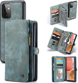 Caseme - vintage 2 in 1 portemonnee hoes - Geschikt voor Samsung Galaxy A72 - Blauw