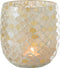 J-Line windlicht Mozaiek - glas - wit/lichtgeel - large