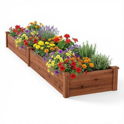 Coast Verhoogde Plantenbak - Houten Moestuinbak 2 Kweekvakken - 228 x 62 x 25 cm - Bruin
