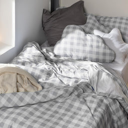 Happy Friday Duvet cover set 2 pieces Vichy grey 180x220 cm (Single) Grey