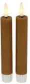 Countryfield Led dinerkaarsen - 2x st- cognac bruin -H15cm - afstandsbediening