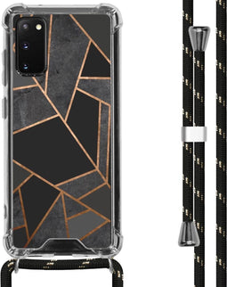 iMoshion Hoesje Geschikt voor Samsung Galaxy S20 Hoesje Met Koord - iMoshion Design Hoesje met Koord - Zwart / Meerkleurig / Goud / Black Graphic