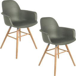 Zuiver Albert Kuip Eetkamerstoelen met armleuning Groen - Set van 2