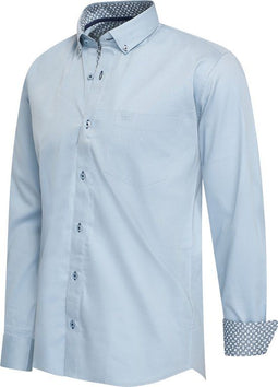Cappuccino Italia - Heren Overhemden Stretch Overhemd Ancona - Blauw - Maat L