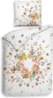 Heckettlane Dekbedovertrek Tuva - Bedlinnen met Bloemen print - 200x220 - Wit - Dekbedhoes van 100% Katoen-Clip Sheared
