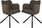 Eetkamerstoel Bella Set van 2 - 56x60x82 - Licht bruin/zwart - Stof/metaal