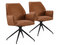 Duopack Jill Eetkamerstoel - 2x Draaibare Stoel 63x57x90 cm - Met Armleuningen - Microfiber Cognac