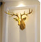 Geometrisch Hertenhoofd Standbeeld voor Muur - Gouden Afwerking, 51,5x37x11 cm