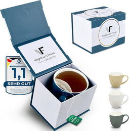 Neighbour's Friend - Gepatenteerde theemok - 325ml met zakjeshouder - Blauw geschenkverpakking